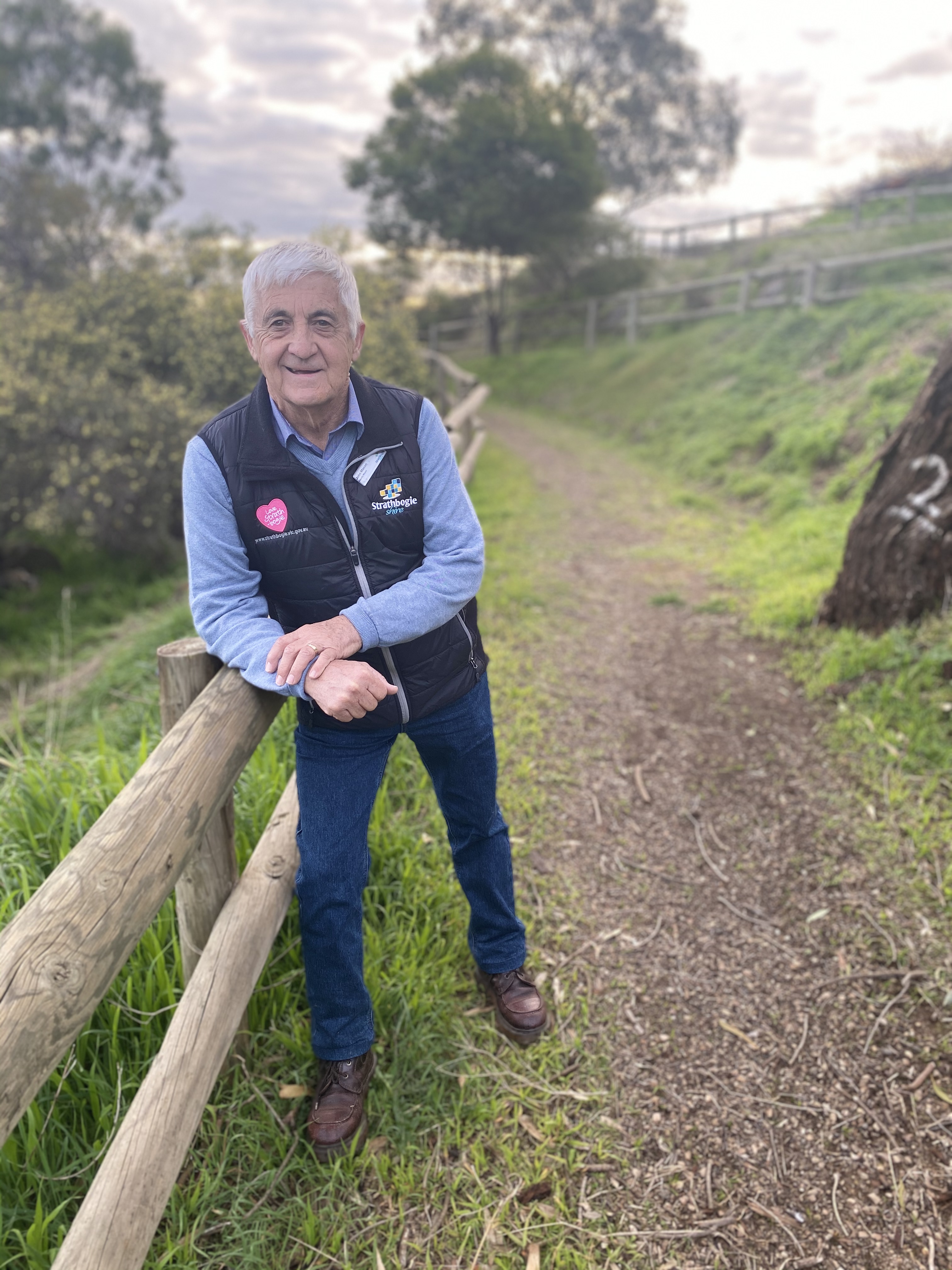 Cr John Mason at Balmattum Hill